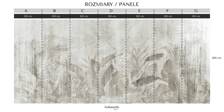 Tapeta winylowa struktura płótna liście tropikalne - MAUI (beige)