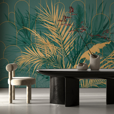 Tapeta winylowa struktura płótna liście zielona - AIDA (green)