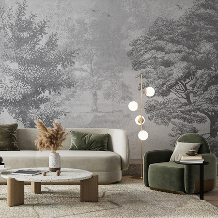 Tapeta winylowa struktura płótna las szara - KENSINGTON (gray)