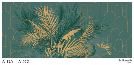 Tapeta winylowa struktura płótna liście zielona - AIDA (green)