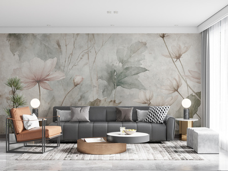 Tapeta winylowa struktura płótna kwiaty kolorowa dekoracyjna - SCARLETT simple (pastel)