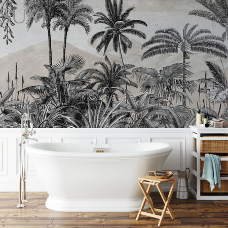 Tapeta winylowa struktura płótna palmy tropikalna beżowa TROPICAL FOREST beige