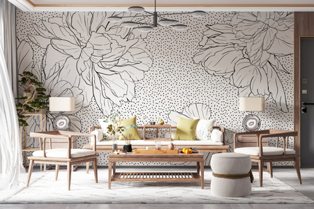 Tapeta winylowa struktura płótna kwiaty kropki biała - WHAT'S THE POINT white (polka dots)