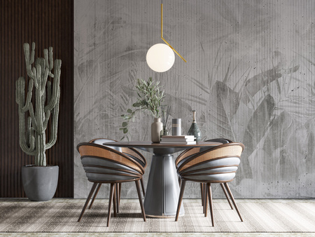 Tapeta winylowa struktura płótna liście tropikalne - MAUI (gray)