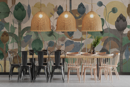 Tapeta winylowa struktura płótna roślinna kolorowa - DREAM ON in color