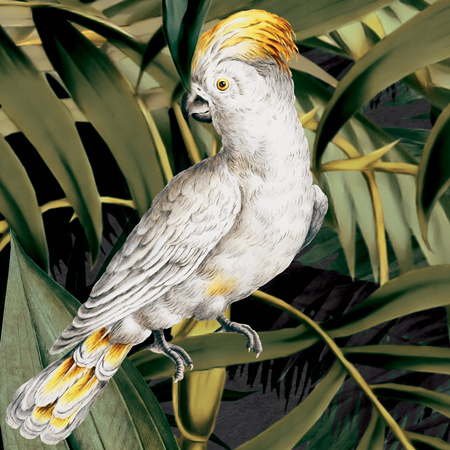 Tapeta winylowa struktura płótna liście dżungla tropikalna zielona - ONE DAY IN EDEN olive (fauna)