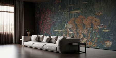 Tapeta winylowa struktura płótna rafa koralowa - DEEP WATERS fish