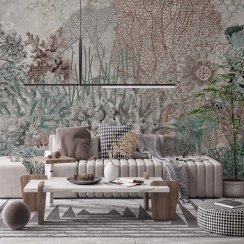 Tapeta winylowa struktura płótna rafa koralowa - NORI pink