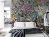 Tapeta winylowa struktura płótna kwiaty graffiti kolorowa - SAUROS pink (lizard)