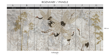 Tapeta winylowa struktura płótna żurawie orientalna kolorowa - NANAMI pure