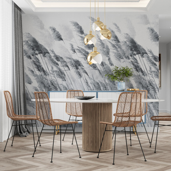 Tapeta winylowa struktura płótna trawy biało-czarna - ZEPHYR white