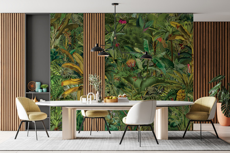 Tapeta winylowa struktura płótna liście dżungla tropikalna zielona - ONE DAY IN EDEN green (flora)