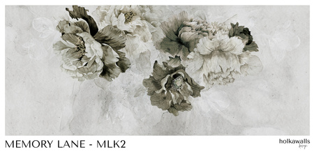 Tapeta winylowa struktura płótna kwiaty peonie szara - MEMORY LANE khaki (pure)