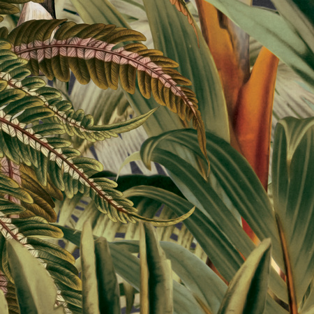 Tapeta winylowa struktura płótna liście dżungla tropikalna zielona - ONE DAY IN EDEN olive (flora)