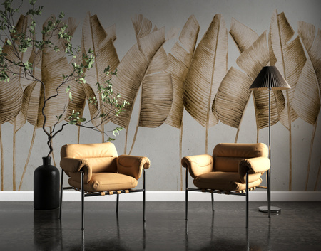 Tapeta winylowa struktura płótna liście bananowca beżowa - TALAMANCA beige (smokey)