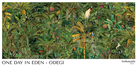 Tapeta winylowa struktura płótna liście dżungla tropikalna zielona - ONE DAY IN EDEN green (fauna)