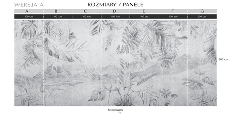Tapeta winylowa struktura płótna tropikalne liście czarno-biała - KAMARA gray (landscape)