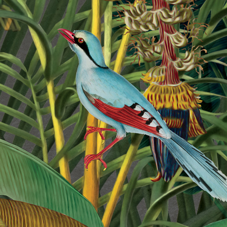 Tapeta winylowa struktura płótna liście dżungla tropikalna zielona - ONE DAY IN EDEN green (fauna)