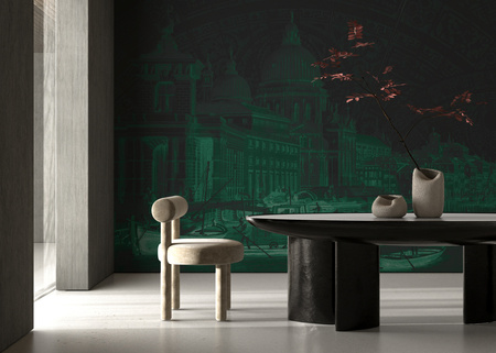 Tapeta winylowa struktura płótna wenecja - VENEZIANA ventaglio (green)