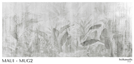 Tapeta winylowa struktura płótna liście tropikalne - MAUI (gray)