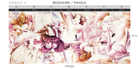 Tapeta winylowa struktura płótna kwiaty flamingi różowa - IMALAI tropical