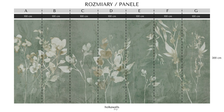 Tapeta winylowa struktura płótna gałązki i liście zielona - TAMAMI (green)