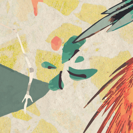 Tapeta winylowa struktura płótna żurawie orientalna kolorowa - MIZUMI terazzo