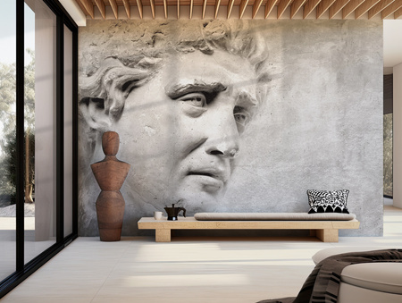 Tapeta winylowa struktura płótna rzeźba antyczna beton szara - THEODORE gray (simple)