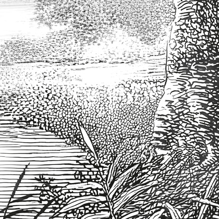 Tapeta winylowa struktura płótna widok czarno-biała - LUNDBY (gray)