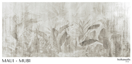 Tapeta winylowa struktura płótna liście tropikalne - MAUI (beige)