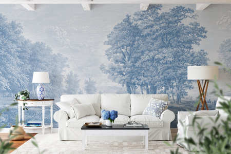 Tapeta winylowa struktura płótna widok beżowa - LUNDBY (blue)