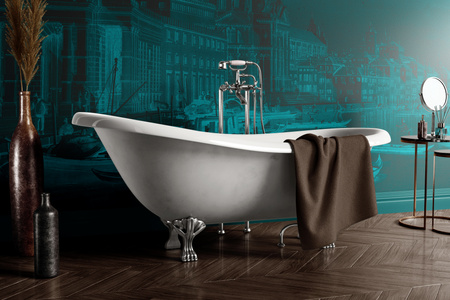 Tapeta winylowa struktura płótna wenecja - VENEZIANA ventaglio (blue)