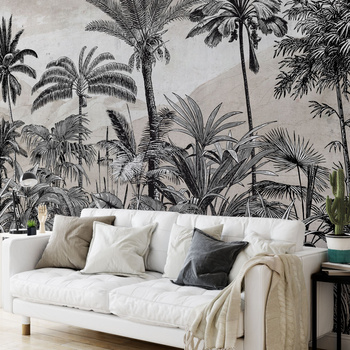 Tapeta winylowa struktura płótna palmy tropikalna beżowa TROPICAL FOREST beige
