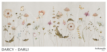 Tapeta winylowa struktura płótna kolorowa kwiatowa łąka - DARCY light (butterflies)