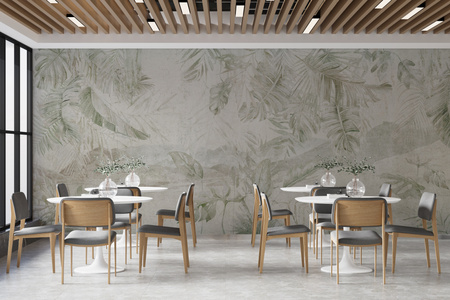 Tapeta winylowa struktura płótna tropikalne liście zielona - KAMARA color (landscape)
