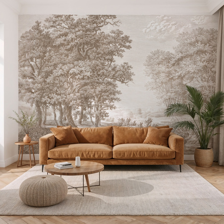 Tapeta winylowa struktura płótna widok beżowa - LUNDBY (beige)