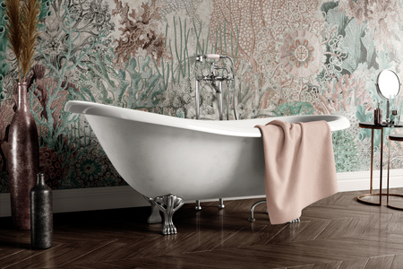 Tapeta winylowa struktura płótna rafa koralowa - NORI pink