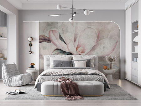 Tapeta winylowa struktura płótna kwiat magnolia - KALLIE pure