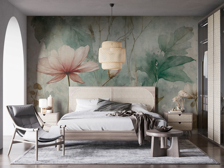 Tapeta winylowa struktura płótna kwiaty kolorowa dekoracyjna - SCARLETT simple (color)