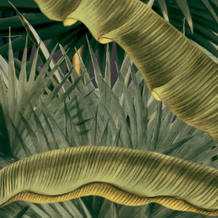 Tapeta winylowa struktura płótna liście dżungla tropikalna zielona - ONE DAY IN EDEN olive (flora)