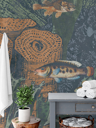 Tapeta winylowa struktura płótna rafa koralowa - DEEP WATERS fish