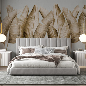 Tapeta winylowa struktura płótna liście bananowca beżowa - TALAMANCA beige (smokey)