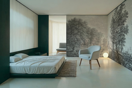 Tapeta winylowa struktura płótna widok czarno-biała - LUNDBY (gray)