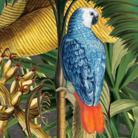 Tapeta winylowa struktura płótna liście dżungla tropikalna zielona - ONE DAY IN EDEN green (fauna)