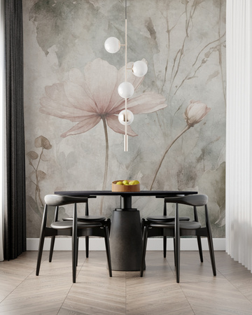 Tapeta winylowa struktura płótna kwiaty kolorowa dekoracyjna - SCARLETT simple (pastel)