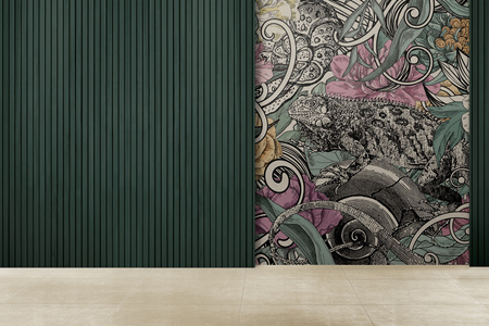 Tapeta winylowa struktura płótna kwiaty graffiti kolorowa - SAUROS pink (lizard)