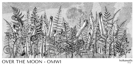 Tapeta winylowa struktura płótna liście paproci księzyc - OVER THE MOON white