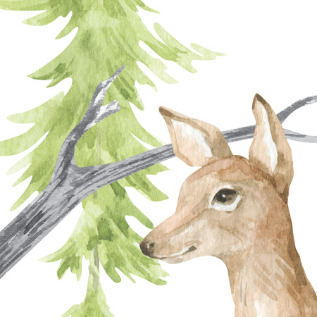 Tapeta winylowa struktura płótna dziecięca kolorowa las zwierzęta - BEAR SAYS HELLO! color