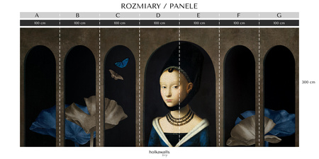 Tapeta winylowa struktura płótna malarstwo - GIRL WITH BUTTERFLIES (blue)