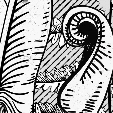 Tapeta winylowa struktura płótna liście paproci księzyc - OVER THE MOON white